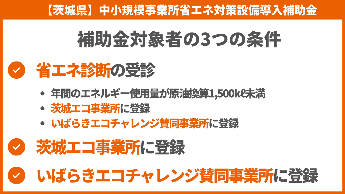 【茨城県】中小規模事業所省エネ対策設備導入補助金の条件